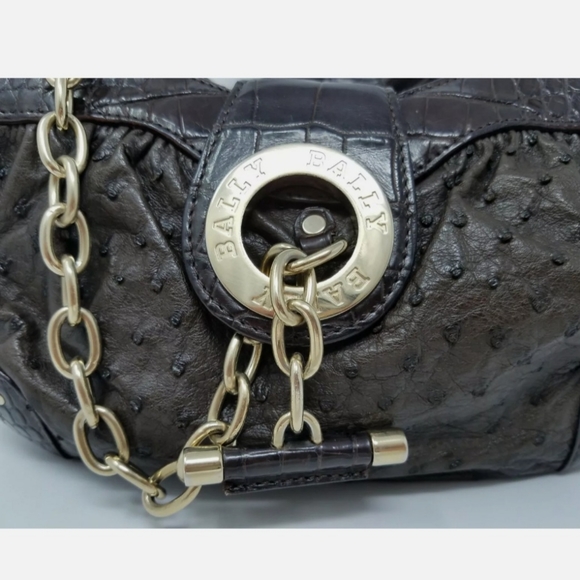 100% AUTHENTIC BALLY Brown Ostrich Leather Handbag - Limited Edition - Picture 3 of 12